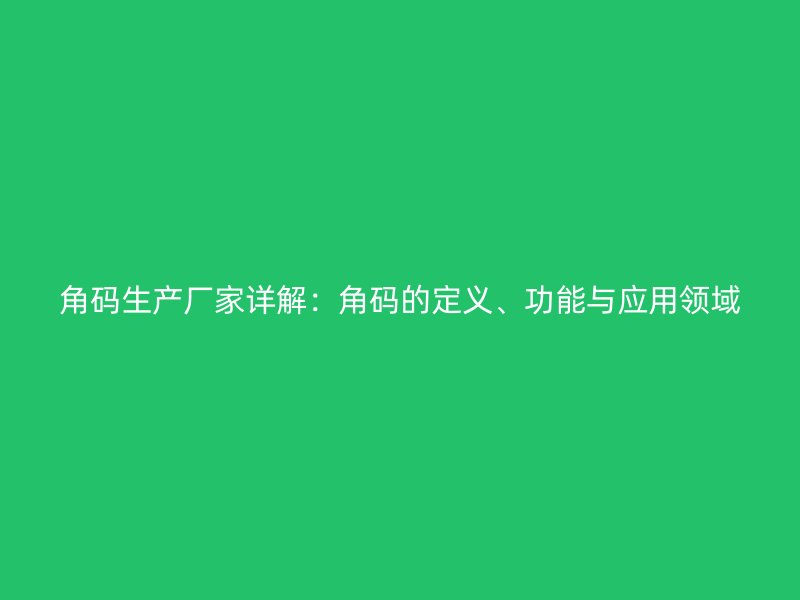 角碼生產廠家詳解：角碼的定義、功能與應用領域