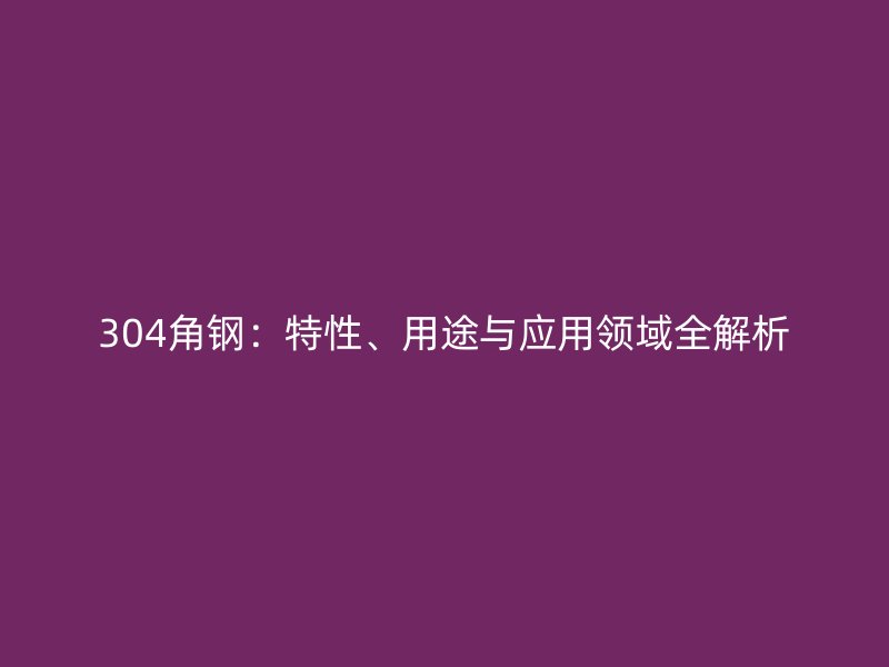 304角鋼：特性、用途與應用領域全解析