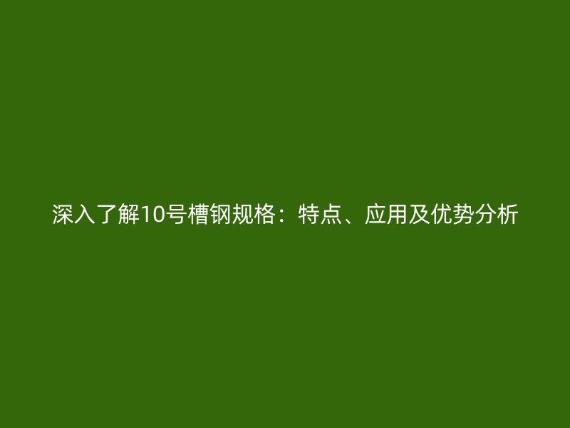 深入了解10號槽鋼規格：特點、應用及優勢分析