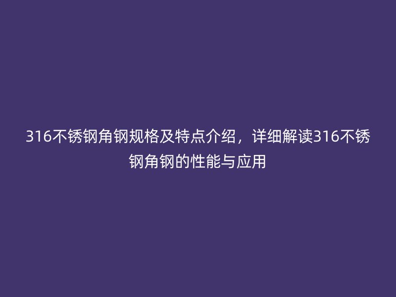 316不銹鋼角鋼規格及特點介紹,詳細解讀316不銹鋼角鋼的性能與應用
